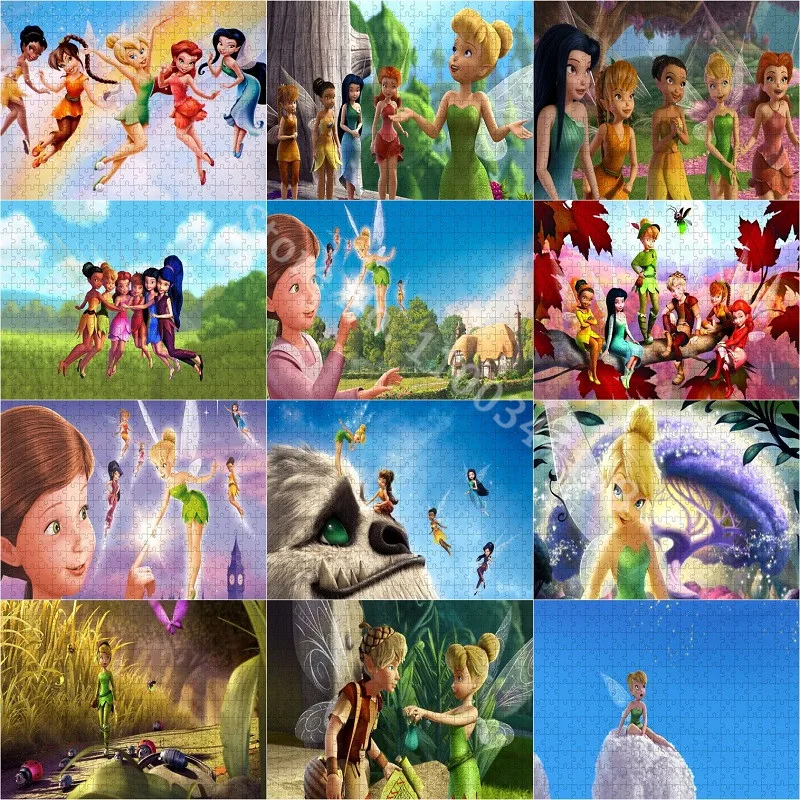 Tinker Bell Puzzle Disney Cartoon 300/500/1000 Pieces Jigsaw Puzzles for Child Girls Handmade Gift Adult Decompression Toys