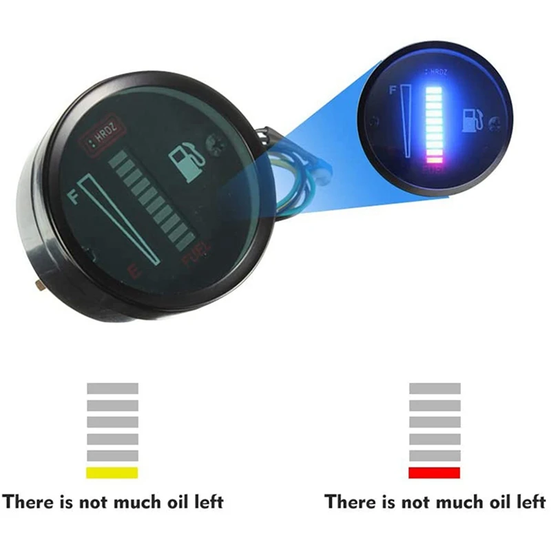 5X 24V 2 Inch 52Mm Universal Car Motorcycle Fuel Level Meter Gauge LED Light Display Fuel Tank Gauge Boat Truck RV