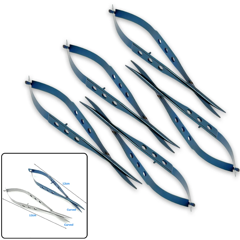 

5pcs Conjunctival Eye Scissors Blunt Curved Tip Ophthalmic Surgical Instruments Stainless Steel Titanium Medical Surgery Tools