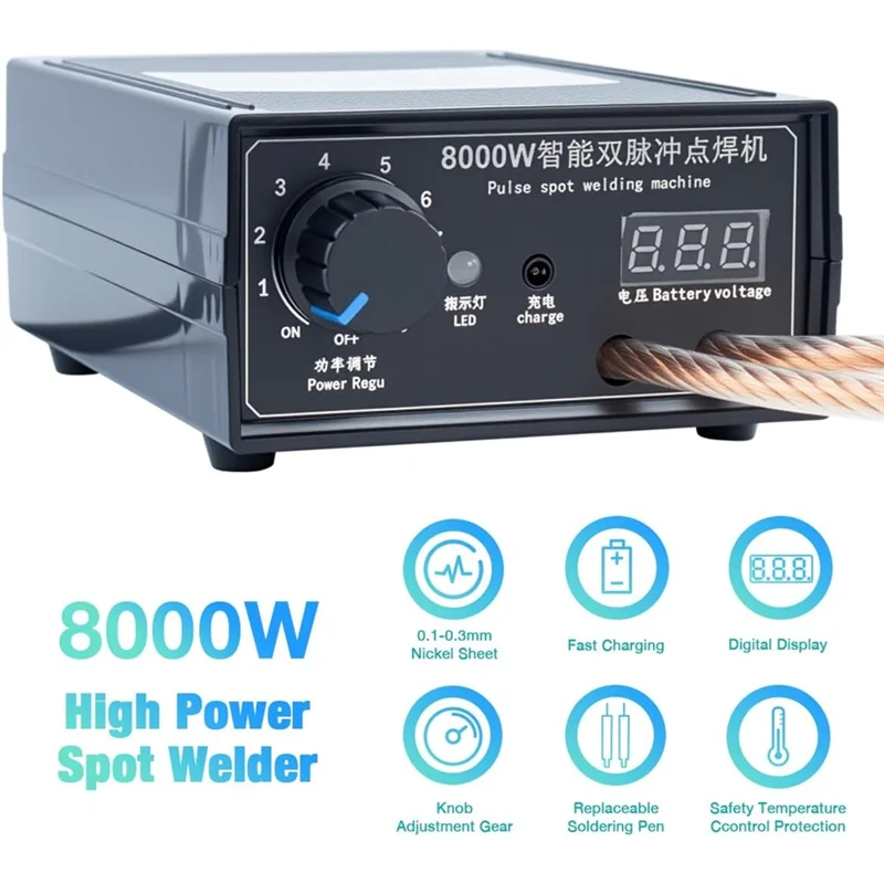

AT05-DIY Battery Spot Welder 8000W, High-Power Welding Machine Kit With Nickel Strip For 18650 Battery Packus Plug