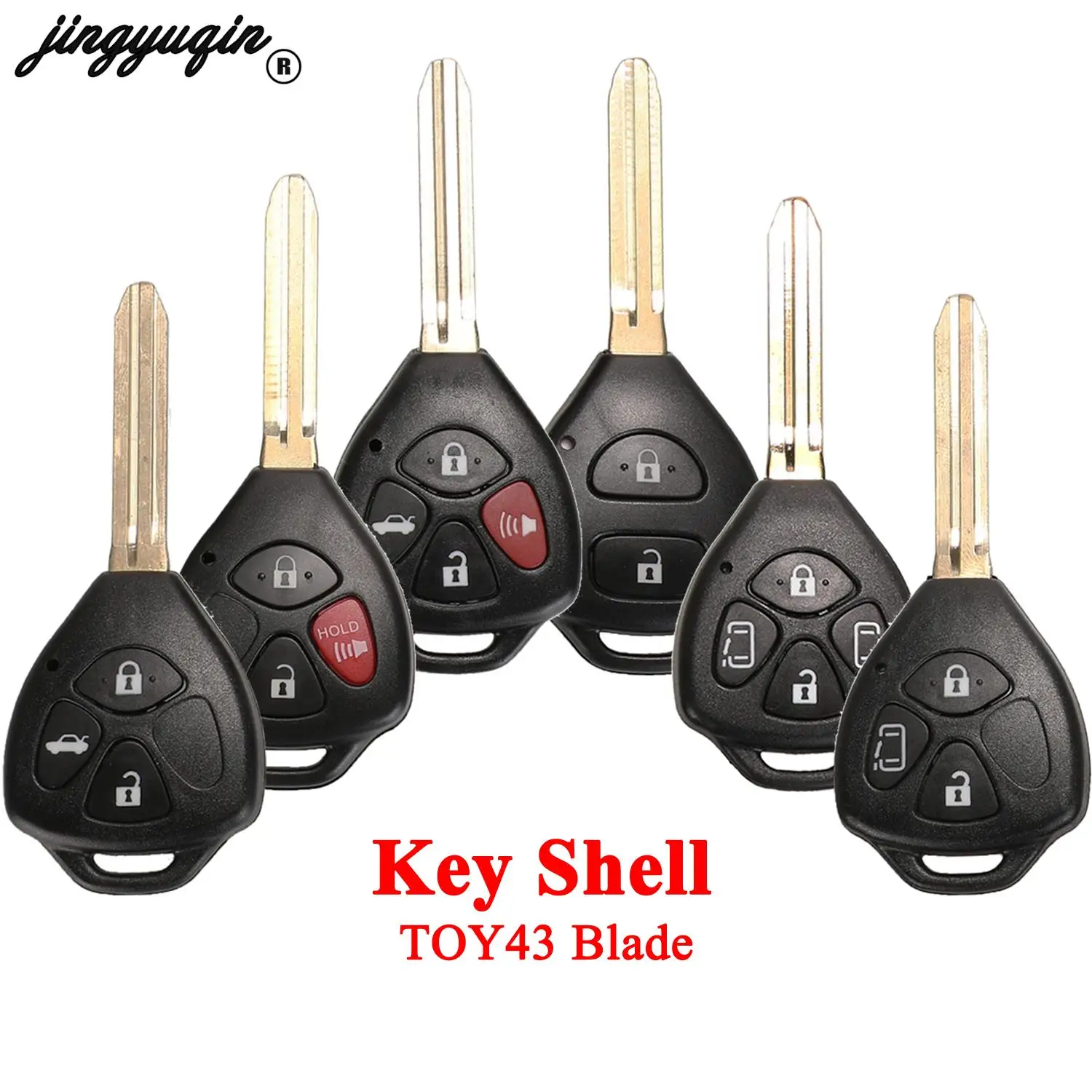 jingyuqin 2/3/4 Przyciski zdalnego kluczyka Obudowa Auto Do Toyota Camry Avalon Corolla Matrix RAV4 Venza Yaris Obudowa alarmu toy43