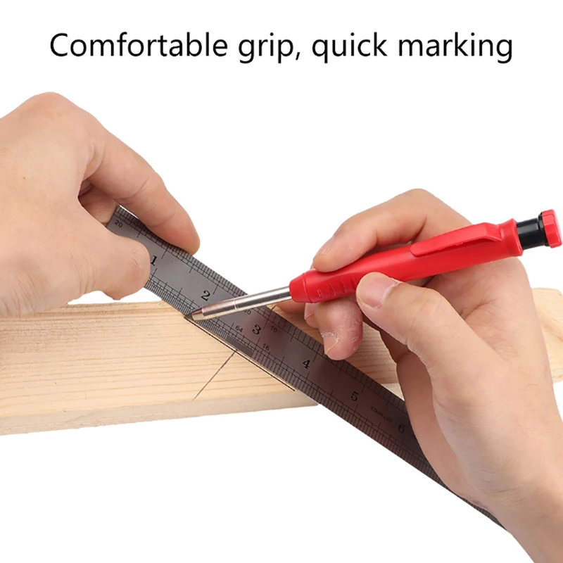 Solid Carpenter Pencil Mechanical Construction Marking Scriber Lead Built-in Sharpener