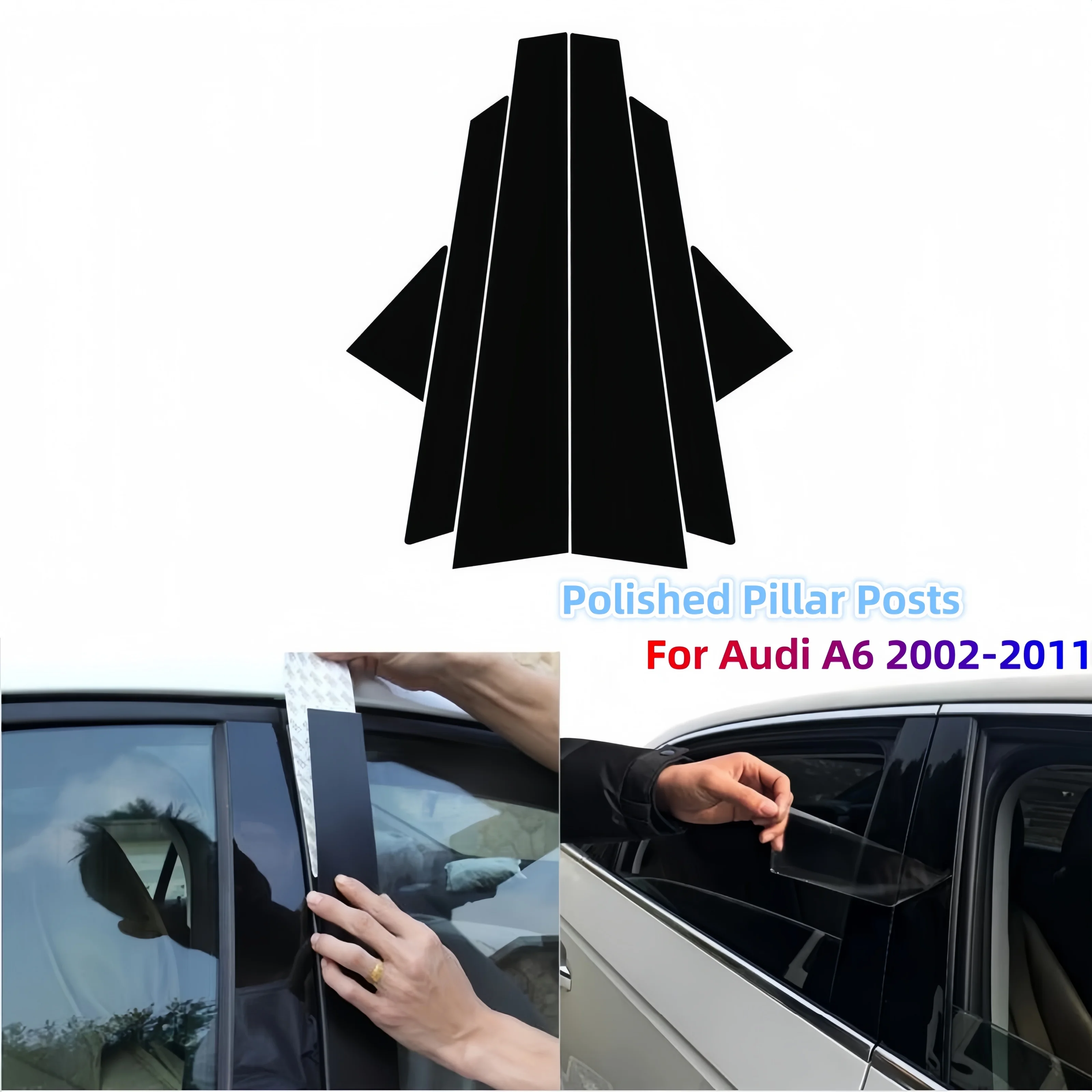 

Gloss Black Polished Pillar Posts For Audi A6 C5 4B C6 4F 2002-2011 Window Trim Cover BC Column Decoration Stickers Accessories