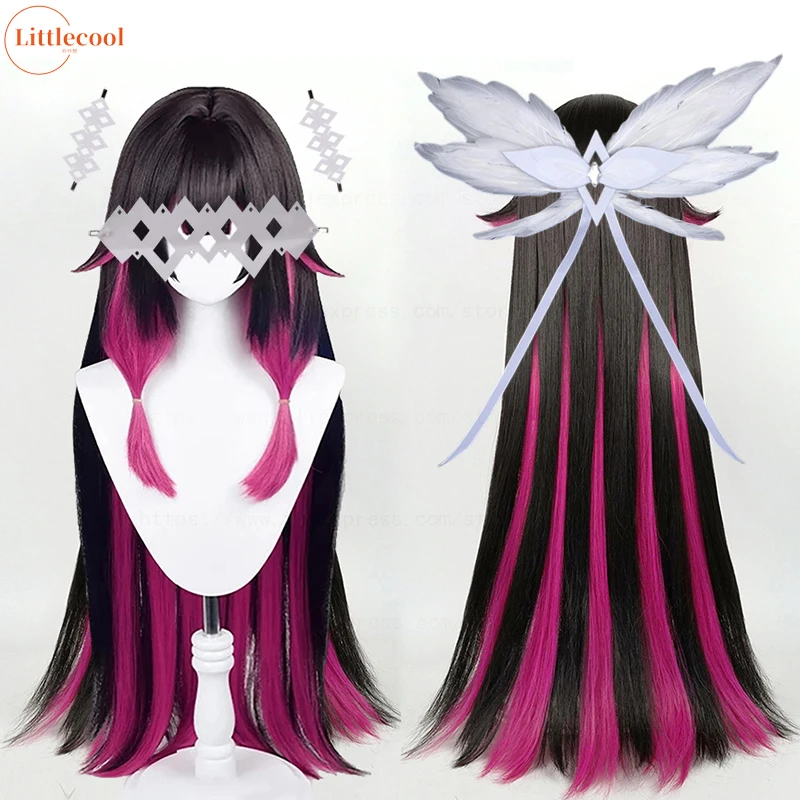 

Высокое качество Columbina косплей парик 105 см длинные прямые черные розы термостойкие синтетические волосы аниме Fatui косплей парики + WigCap