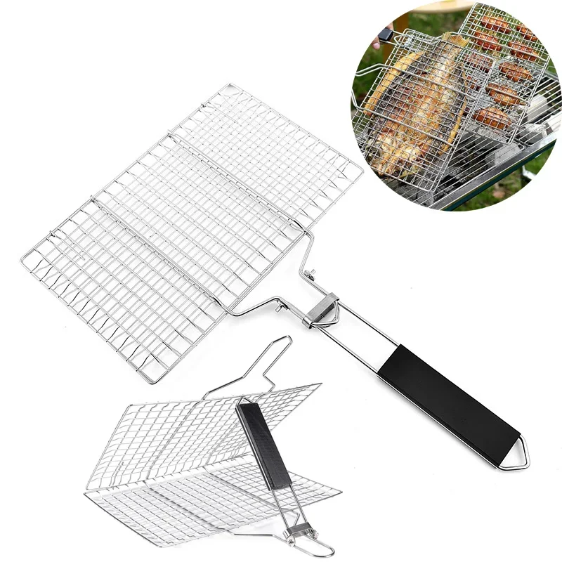 Stainless Steel BBQ Mesh Non Stick Grilling Basket Grill Mesh Mat Meat Vegetable Steak Picnic Party Barbecue Tool