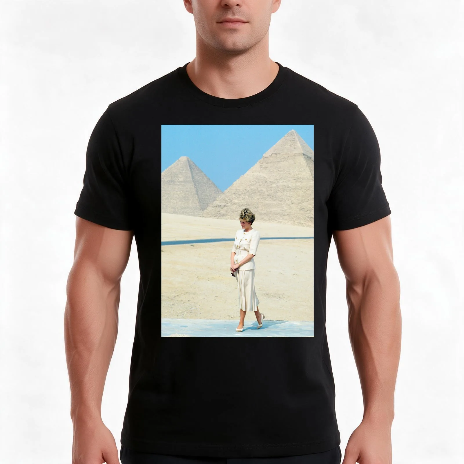 Princess Diana Egypt 1992 T-Shirt, Summer Casual Cotton Tee, Oversized Streetwear Tops, Vintage Graphic Print, Unisex Men Women
