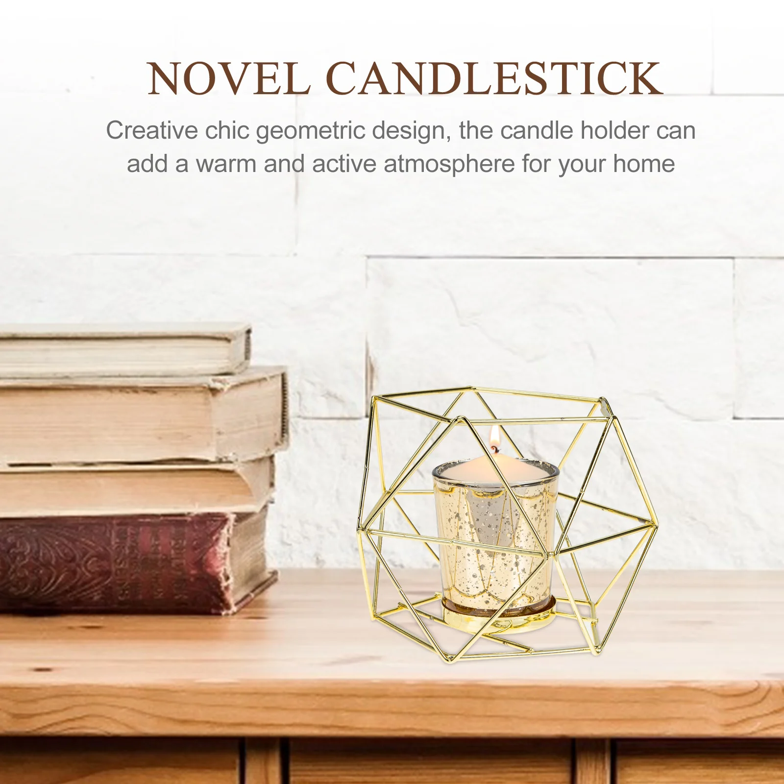 

Golden Holder Hollow Geometric Iron Design Decorative Tabletop Garden Decoration for Party Festival Home Wedding Gift