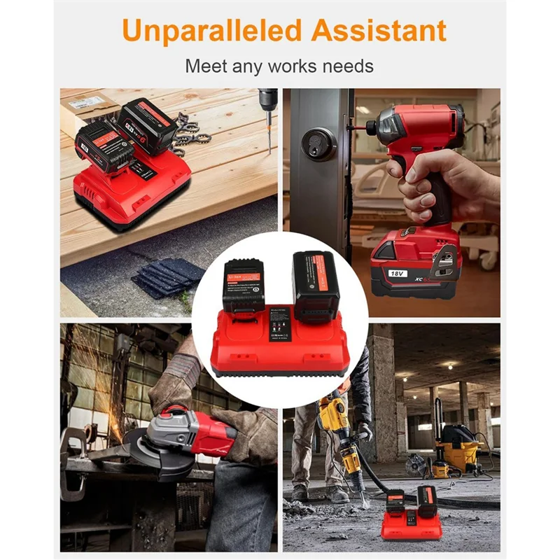 Замена быстрого зарядного устройства AC88-18V для зарядной станции M18, 2 порта, 48-59-1802, 48-59-1812, вилка стандарта США