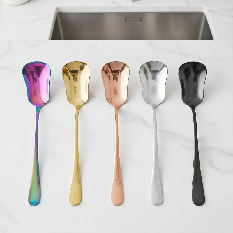 

Dessert Spoon Stainless Steel Stirring Spoons Gourd Spoon Cake Salad Spoon Luxury Tableware Gift Small Spoon