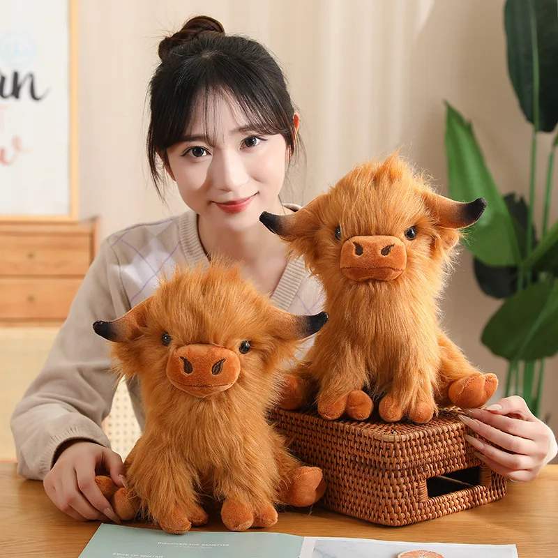 

25-28cm New Simulation Highland Cow Plush Toys Cartoon Soft Stuffed Animal Cream Cattle Plush Toy Kyloe Peluches for Kids Gift