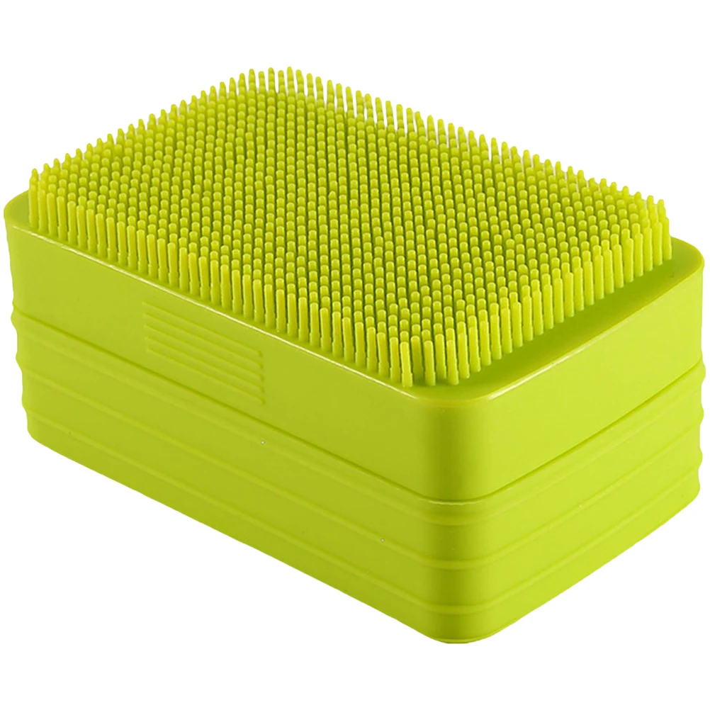 For Mil Silicone Soap Dish with Brush Loofah Sponge Body Box Multi-functional Case Home Exfoliator Silica Gel