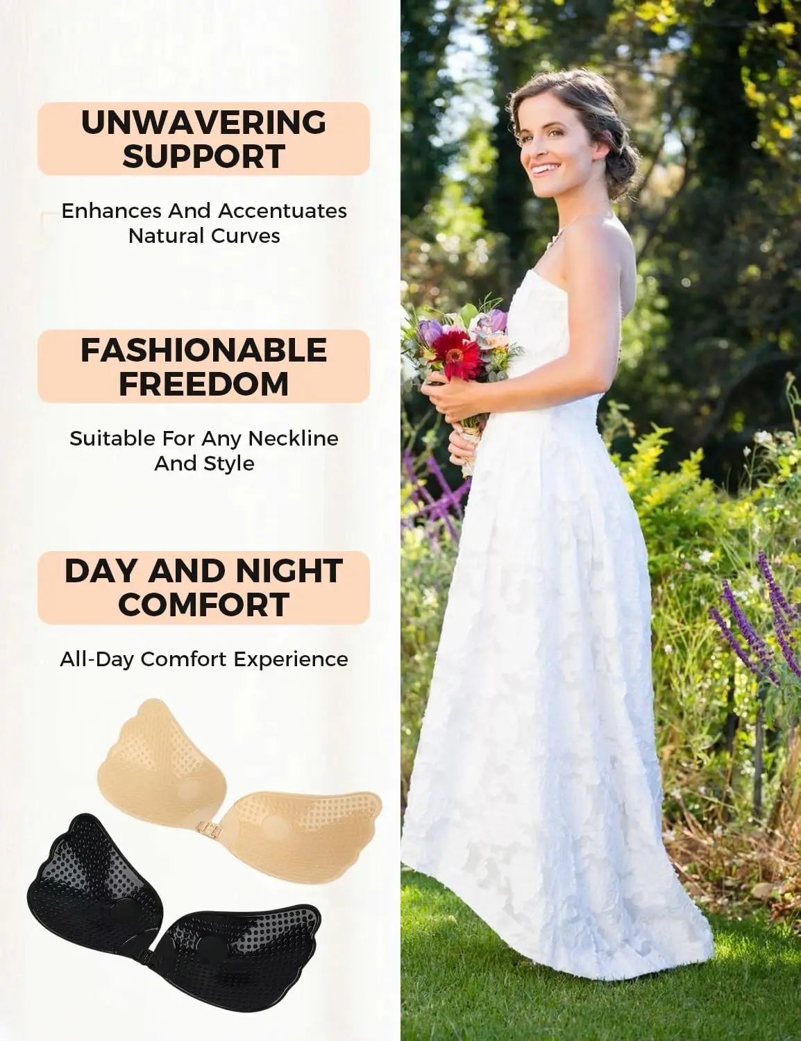 حمالة صدر نسائية لاصقة، حمالة صدر بدون حمالات بدون ظهر، حمالة صدر لاصقة غير مرئية لفستان بدون ظهر