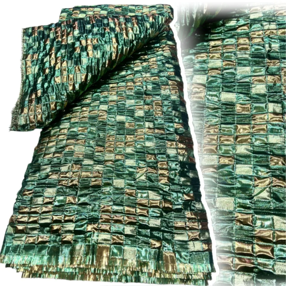 

African Damask Lace Fabric 5Yards Brocade Lace Fabrics 2025 High Quality French African Jacquard for Women Party Dresses CC1516