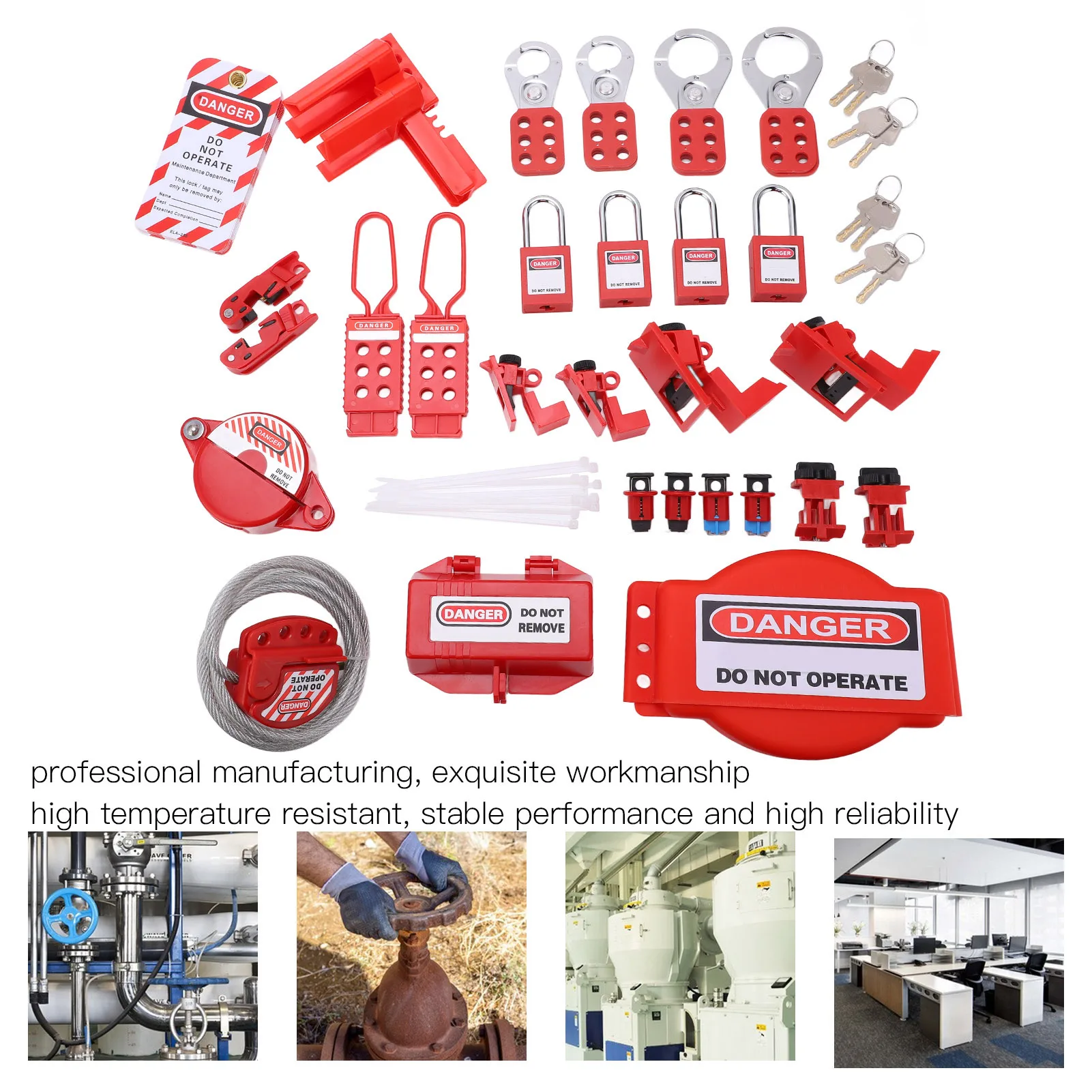 

Electrical Lockout Tagout Kit High Temperature Resistant Circuit Lock Outs Set with Tool Box Electrical Lockout Tagout Kit