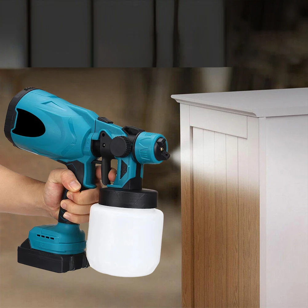 Cordless Paint Sprayer 800ml Container Wall Coating Airbrush HVLP Spray Gun 3 Patterns for Furniture Cabinets Fence Walls