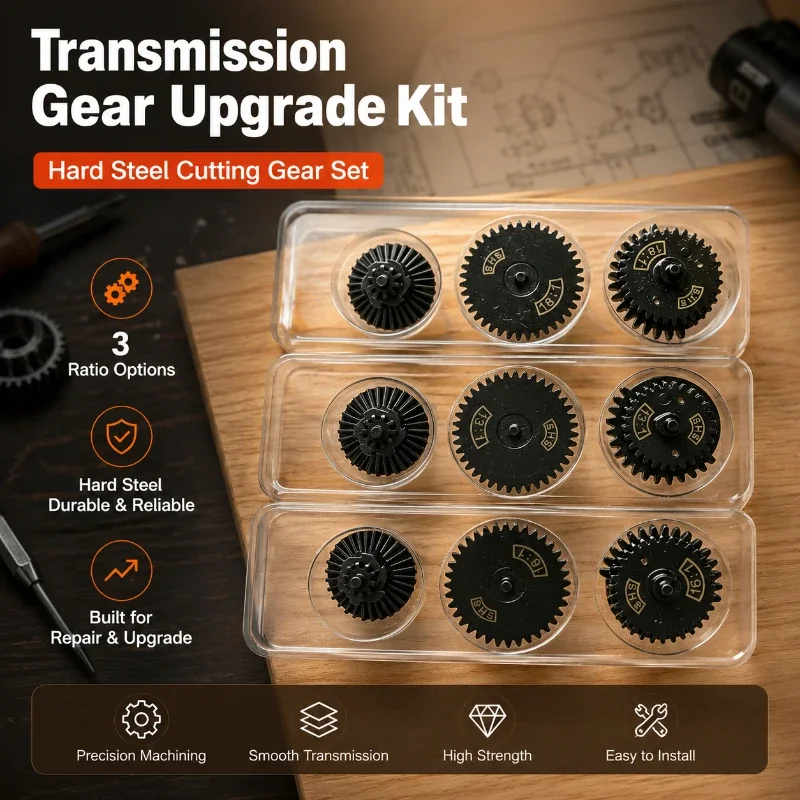 16:1 Steel Reduction Gear Kit Hardened Cutting Teeth Anti-wear Hobby Model Mechanical Refit Spare Components