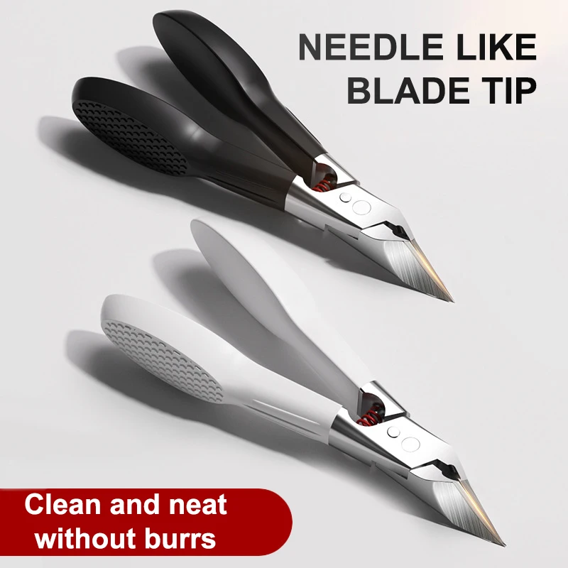 1pc Slanted Pointed Spring Nail Clipper Anti-Splash Ingrown Portable High Quality Toenail Fingernail Trimmer Manicure Tools