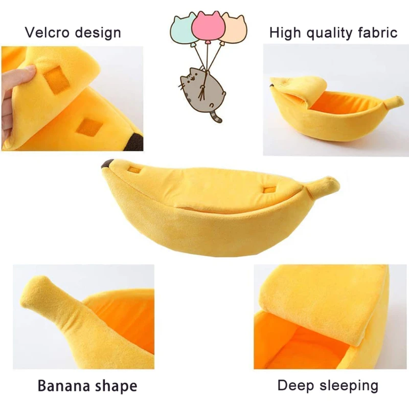 Banana Cat Bed House Funny Cute Cozy Cat Nest Mat Beds Warm Durable Portable Pet Basket Kennel Dog Winter Cushion Cat Supplies