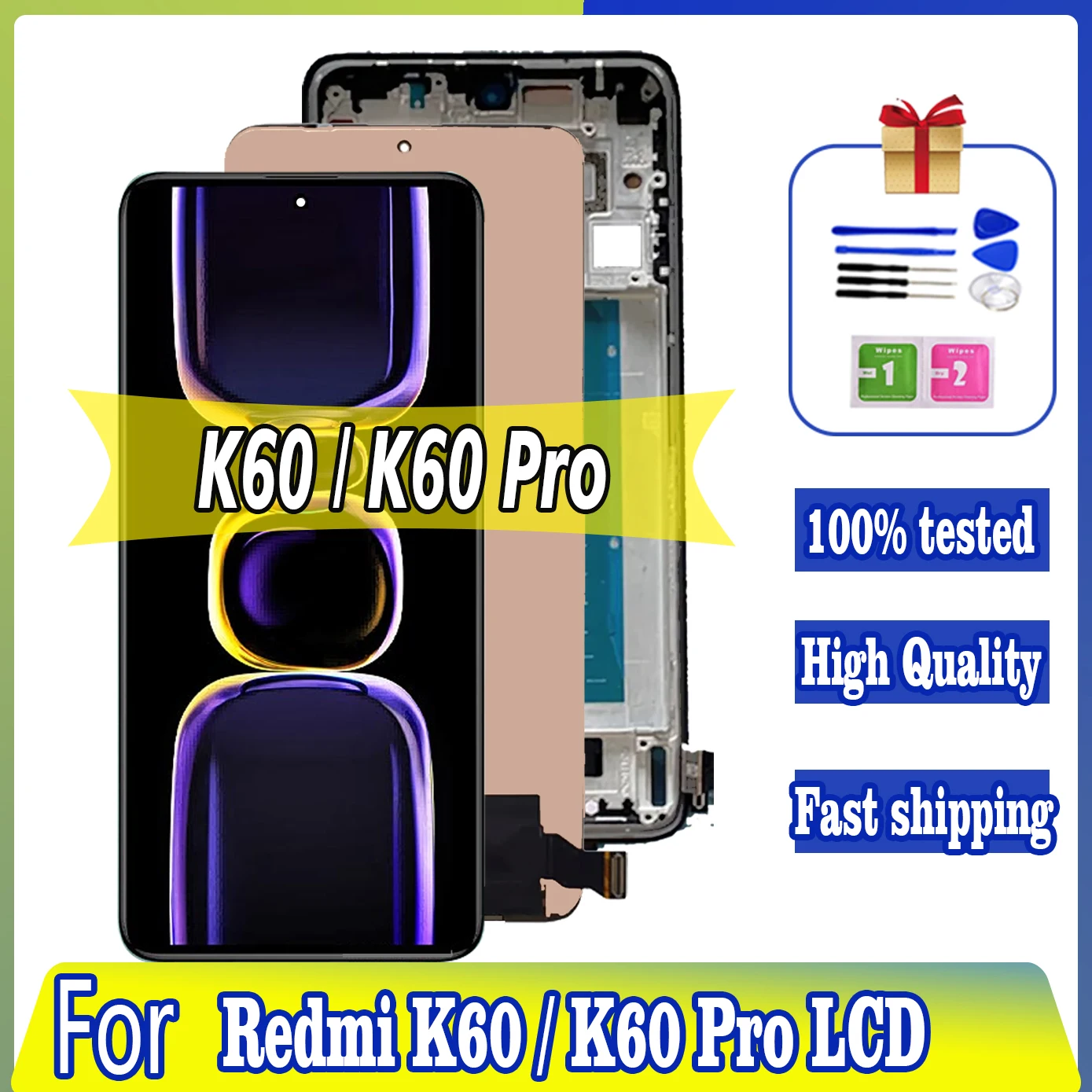 

6.67"AMOLED For Xiaomi Redmi K60 Pro LCD For Redmi K60 Display Touch Screen Digitizer Assembly With Frame Replacement