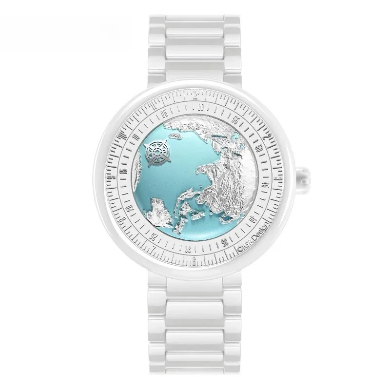 Blue Planet Glacier Blue Mechanical Watch, Ceramic Art Watch, Ladies Watch