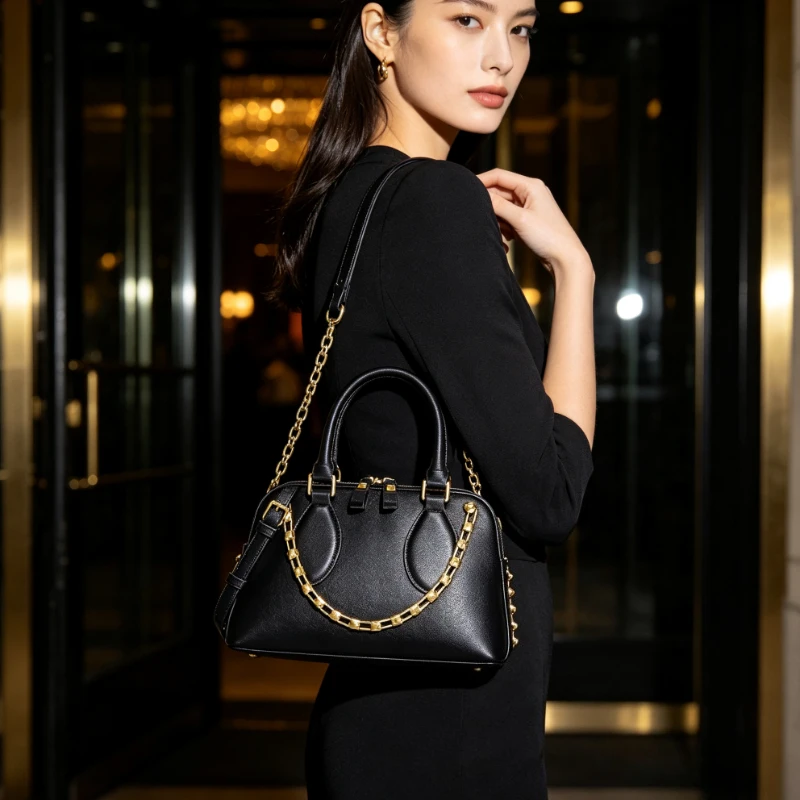 Premium Leather Satchel Bag - Vintage Inspired Shoulder Purse With Brass Hardware & Multiple Interior Pockets