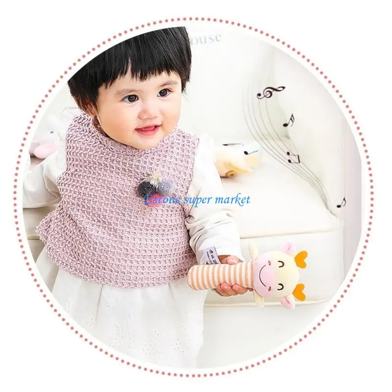 

090B Soft Stuffed Handheld Rattle Toddler Plush Animal Sleeping Cartoon Plush Toy Squeaker Rattle Children Birthday Gift