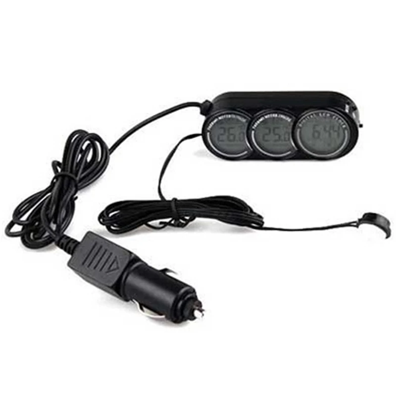 

12 В-24 В 3 в 1 автомобильные ЖК-цифровые внутренние наружные часы, термометр, датчик температуры