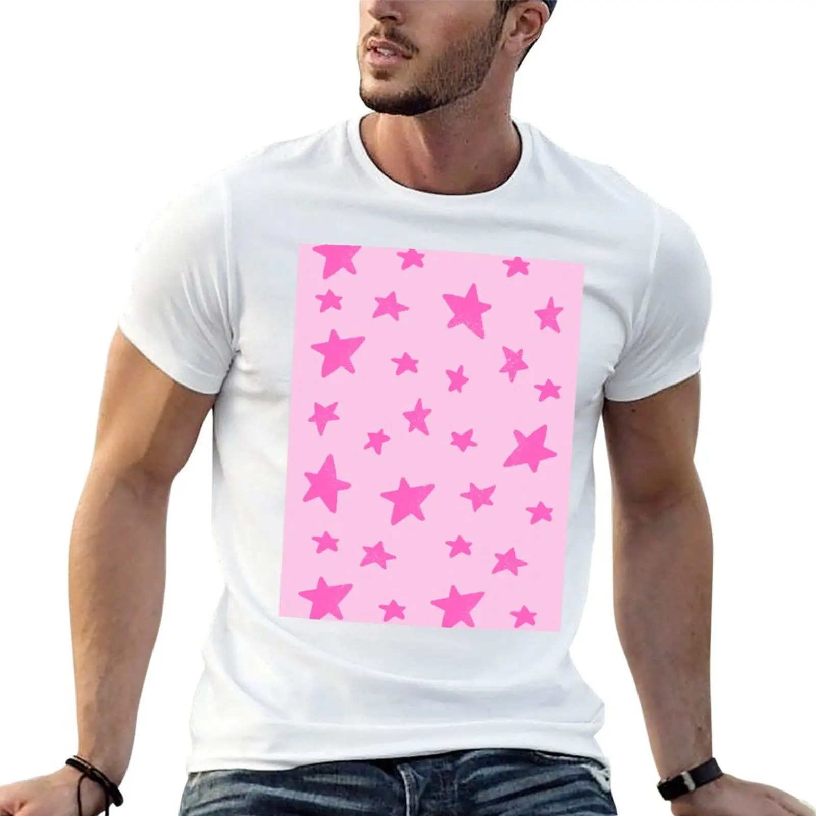 

Preppy Star Print- Pink T-Shirt t shirts for man graphic funny t shirt personalised T-Shirt