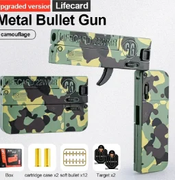 New LifeCard Folding Toy Pistol Handgun Toy Card Gun With Soft Bullets Alloy Shooting Model Adults Children Boys Birthday Gifts