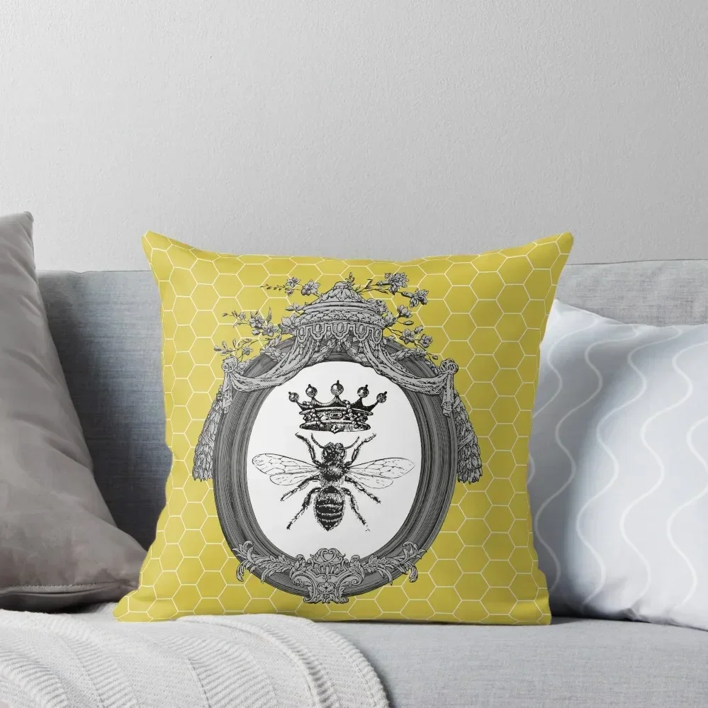 

Queen Bee Vintage Honey Bees Honeycomb Patterns Throw Pillow luxury sofa pillows Cushion Cover pillow