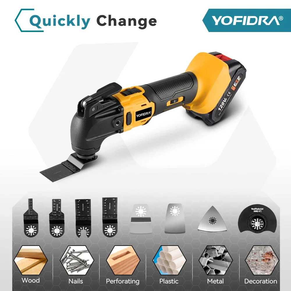 Yofidra Brushless Oscillating Multi-Tool Cordless Variable Trimming Shovel Woodworking Home DIY Tool For Makita 18V Battery