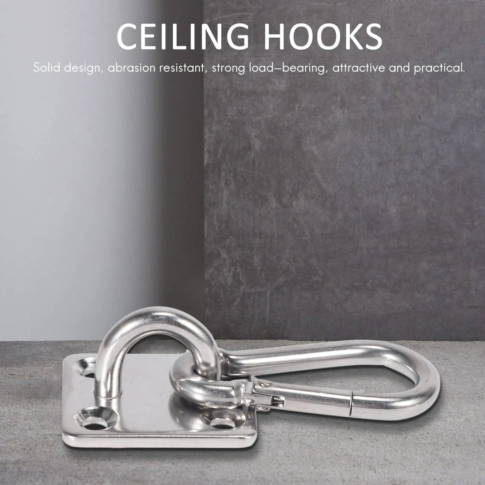 2 Sets Of Suspended Ceiling Wall Mount U-Shaped Hooks Stainless Steel Heavy Duty Multi-Function Hammock Hammock Hook Metal Base