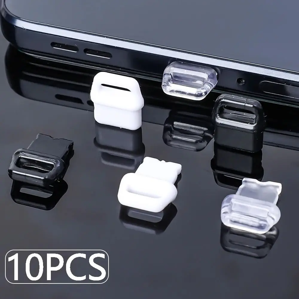 1/10Pcs Mobile Phone Pendant Anti Dust Plug New DIY Transparent Protection Cap IOS Type C Universal Plugs Stopper