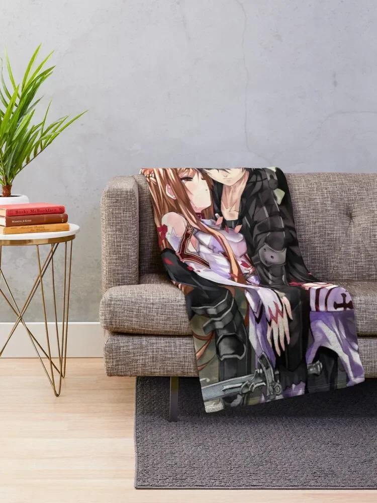 Sword Art Online - kirito and asuna Throw Blanket Soft Blankets For Bed Hairy Blankets