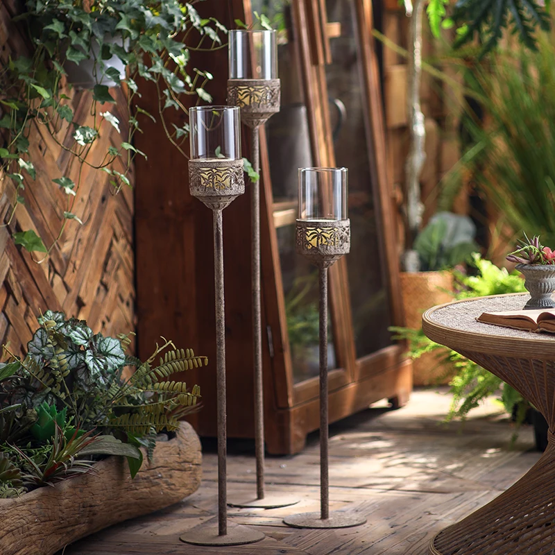 

Винтажный элегантный цилиндрический подсвечник для дома, стеклянный подсвечник в американском стиле, металлический держатель для свечей