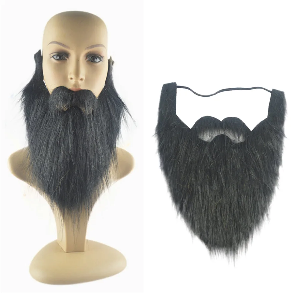 

Large Beard Decorations Halloween Dress up Fake Facial Hair Realistic Black Funny Costume Beards for Costumes Miss