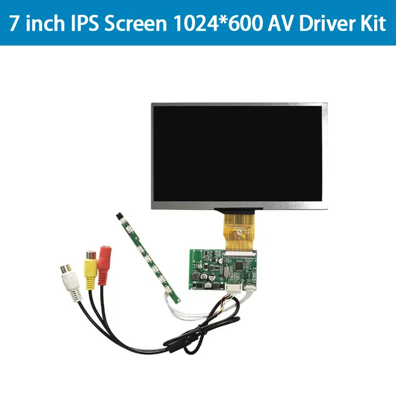 

7 inch IPS Screen 1024*600 Display Driver Board kit 2 way RCA AV in auto switch for Industrial doorbell Car Display CCTV DIY