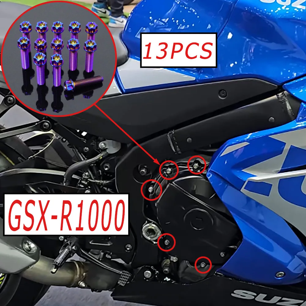 FLAWLESSTI Gr5 Titanium Bolt Engine Cover Chain Adjuster Pipe Cover Rear Frame Bolt Sprocket Nut For Suzuki GSX-R1000