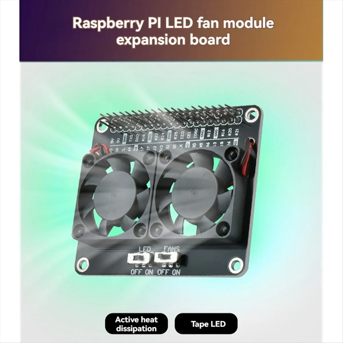 [NEW SALE]For Raspberry Pi 4B Dual Cooling Fan Radiator Module with LED Light Cooling Fan Expansion Board for Raspberry Pi 4B