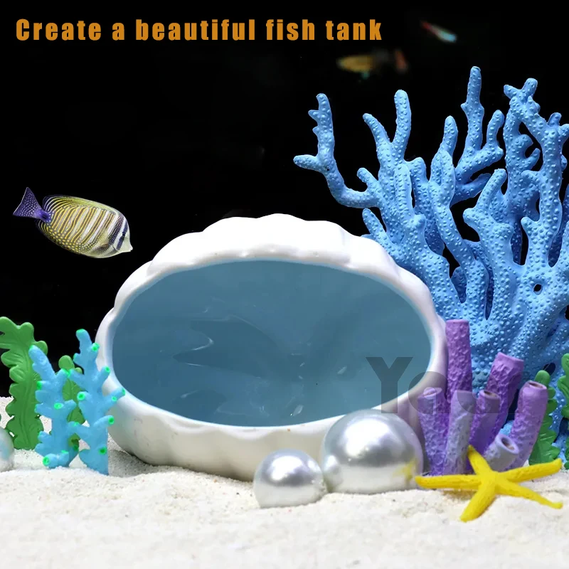 Ceramic Shell Pearl Shelter Fish Tank Landscaping Decoration Aquarium Fish Shrimp Breeding Nest House Spawning Ornaments