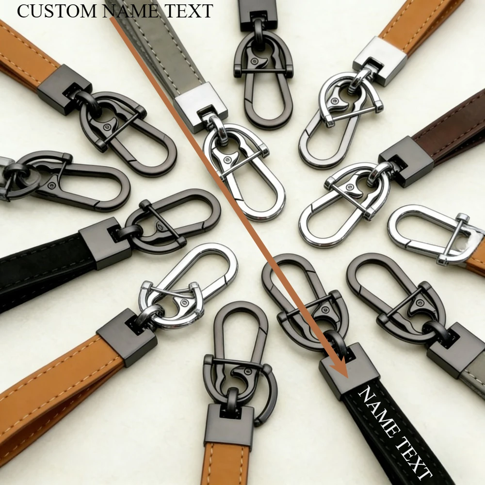 

Custom Laser Engrave Horse Leather Keychain for Men Women Fashion Pendant Key Ring Car Portable Personalize Holder Keyring Gifts