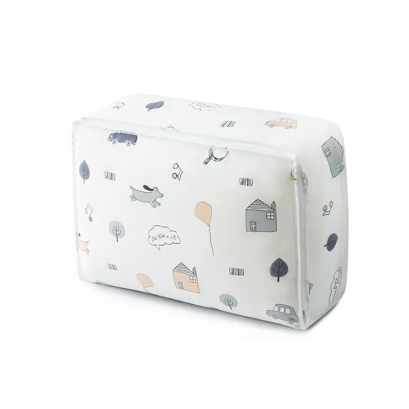 Printed Quilt Clothes Storage Bag Folding Duvet Blanket Sorting Bags Dust-Proof Closet Under-Bed Storage Moistureproof Organizer
