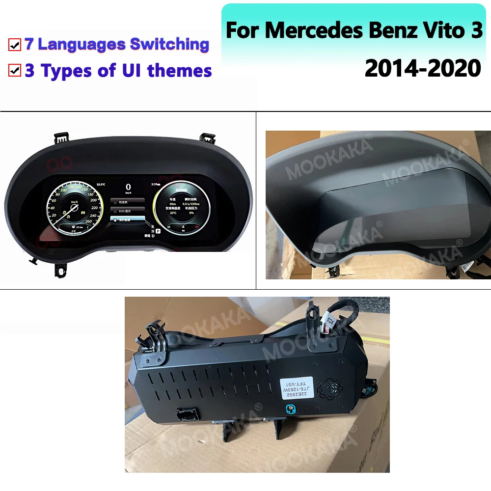 

For Mercedes Benz Vito 3 2014-2020 Car Digital Cluster Virtual Cockpit Multimedia Player Dashboard Instrument Meter Screen Linux