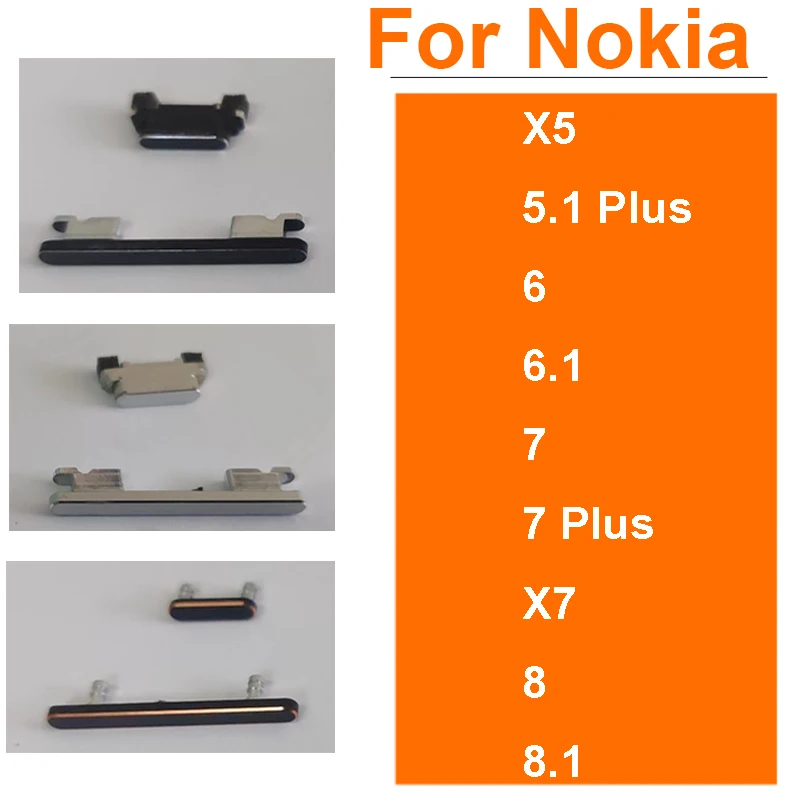 For Nokia X5 X7 6 6.1 7 Plus 8 8.1 Power Volume Buttons On Off Side Power Volume Small Button Keys Replacement Parts