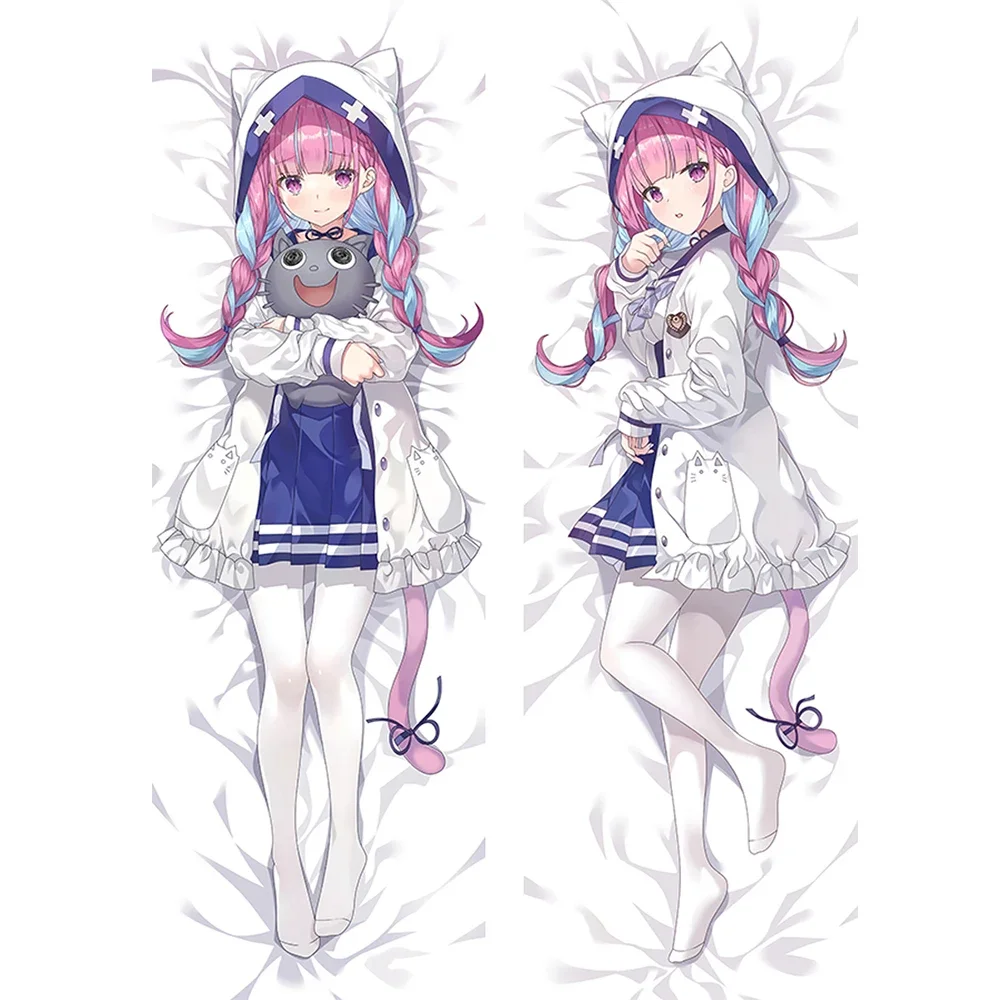 

VTuber Minato Aqua Dakimakura Waifu Pillowcase 2-Side Print Pillow Case Hugging Body Cushion Cover Otaku Gift