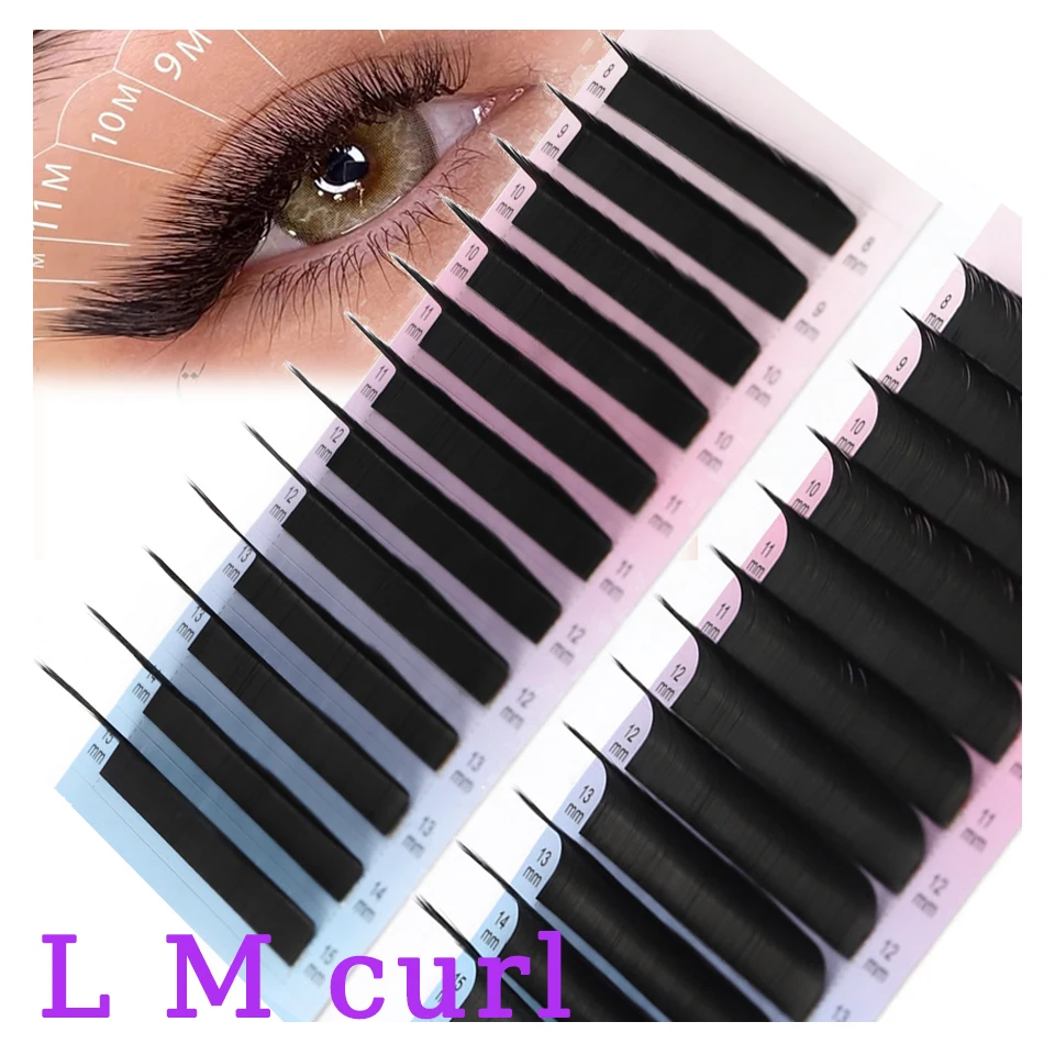 

Rujade L curl Eyelash L+/LC/LD/LU(M) Curl Individual Eyelashes Extension Natural Volume Lashes Soft Matte Black Faux Mink Lashes