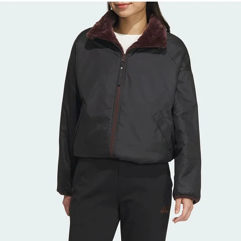 Adidas Double-sided Coat Women's Winter Plush Warm Sports and Leisure Jacket JX6837