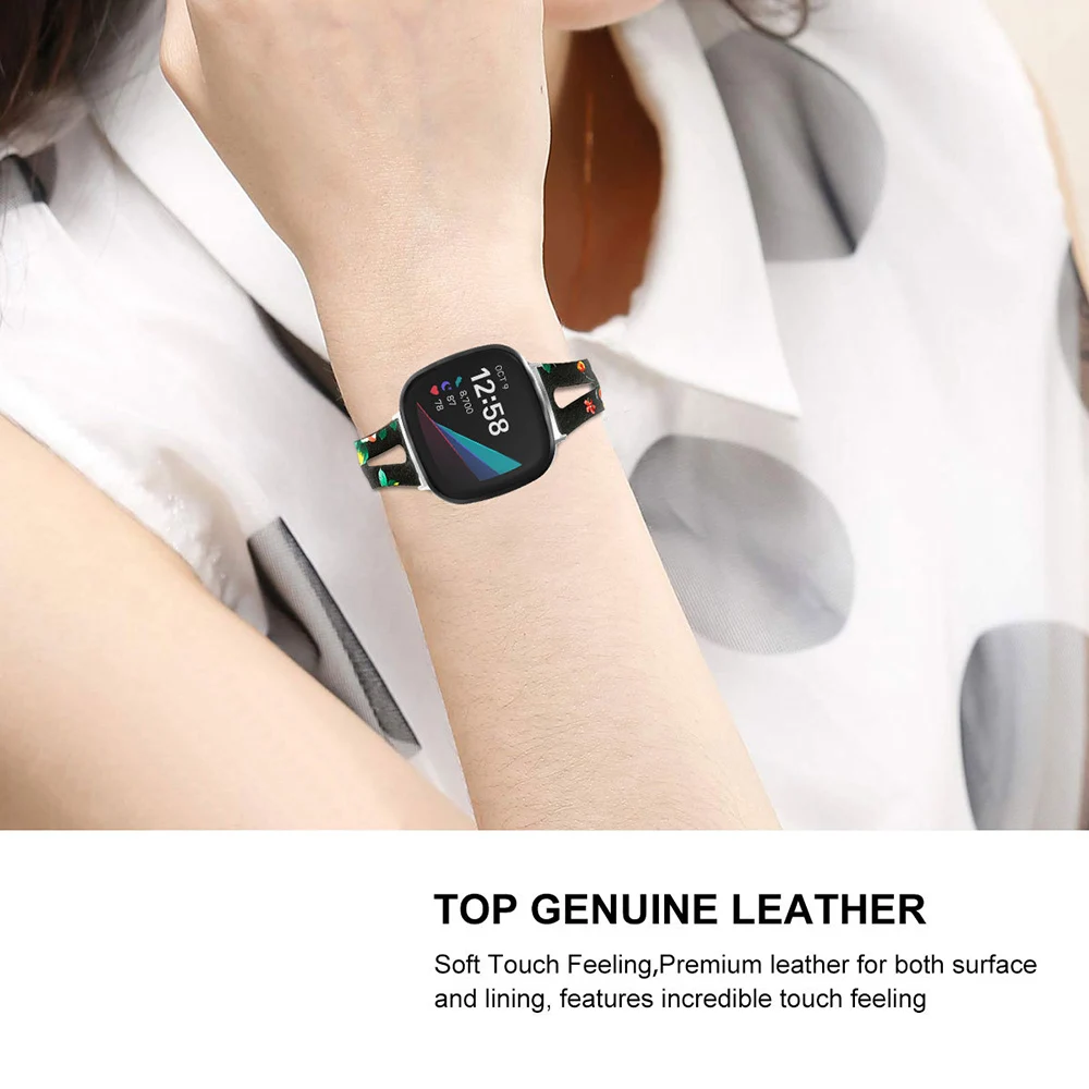 Leather strap compatible Fitbit Versa 4fitbit Versa 3fitbit Sense 2fitbit Sense, ultra-thin and stylish leather strap design