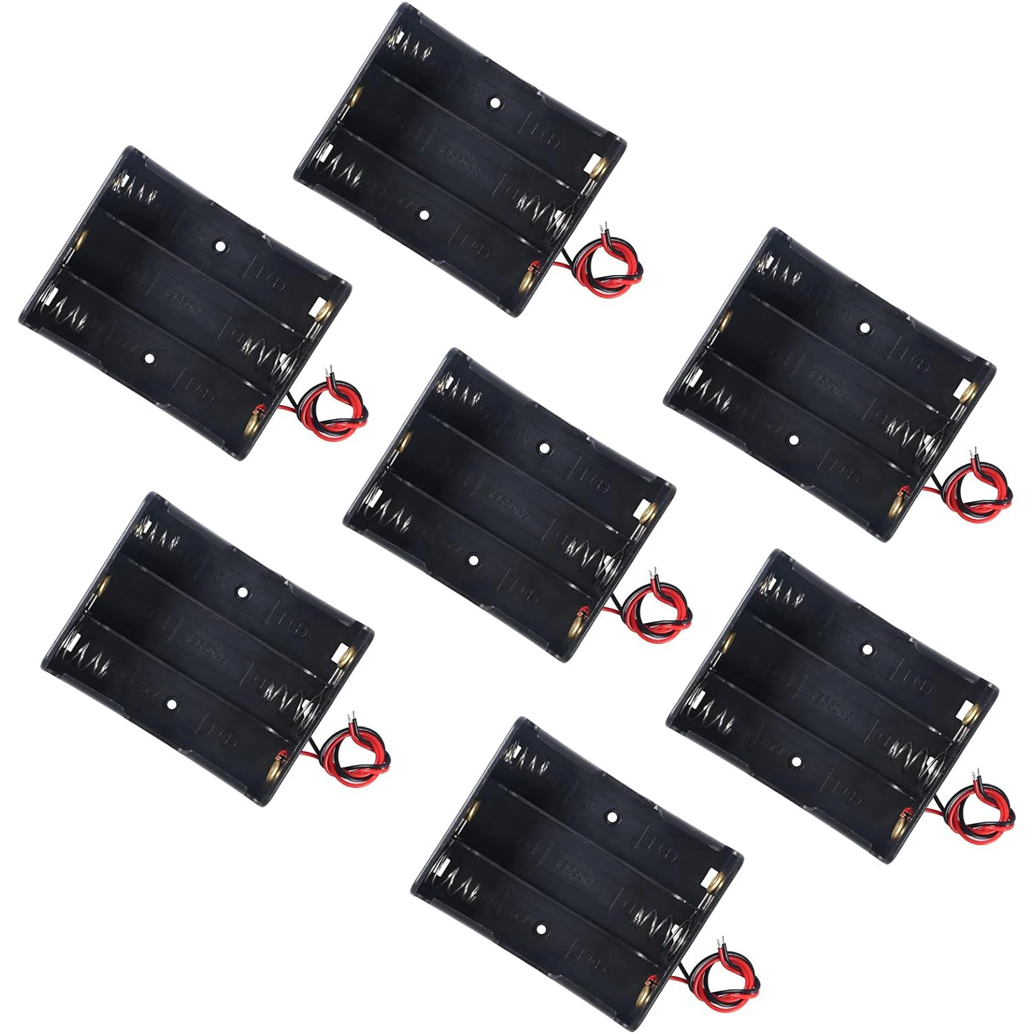 7PCS 18650 Battery Holder Bundle with Wire 18650 Battery Holder Case 3.7V, 3 Slot DIY Battery Storage Boxes, 3 Slot Black