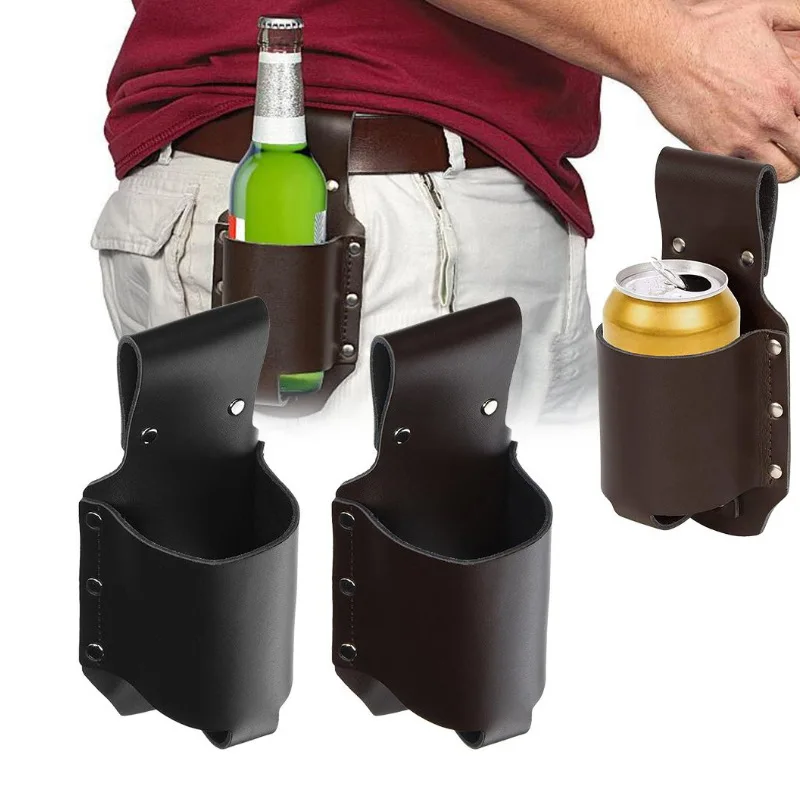 Accessorio per cintura in vita in pelle Cosplay vichingo medievale Steampunk Beer Can Bag Holder bottiglia di vino custodia per il trasporto tasca per bevande SCA